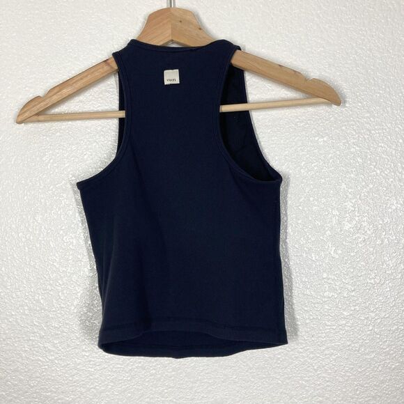 Vuori Tank Top Womens Small Black Ribbed Racerback Built In Bra Cropped Yoga - Picture 1 of 12